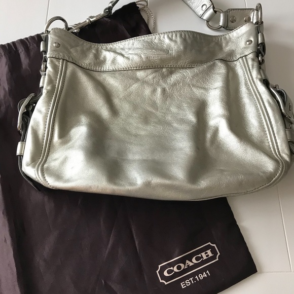 Coach: Zoe Metallic Leather Hobo Bag - Picture 1 of 8